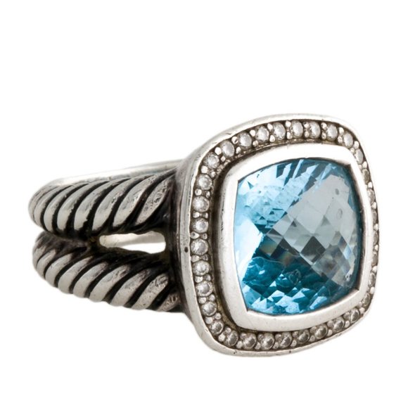 DAVID YURMAN STERLING SILVER DIAMOND & TOPAZ ALBION COCKTAIL RING - Picture 2 of 6